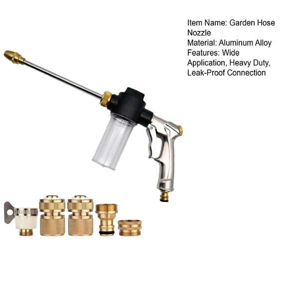 KGJQ High Pressure Hose Nozzle, Heavy Duty Car Wash Booster Nozzle with Foam Cannon, Garden Hose Nozzle Foam Sprayer, Adjustable Nozzle for Car Washing Gardening Yard Cleaning