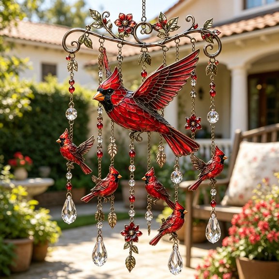 KGJQ Hummingbird Wind Chimes, with Crystal Pendants Metal Outdoor Wind Chimes, Rainbow Light Reflection Durable Wind Chime for Garden Yard Decor