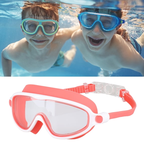 KGJQ Kids Swim Goggles for Boys Girls 3-14, Tempered Lens 180° HD View with Earbuds for Pool Beach
