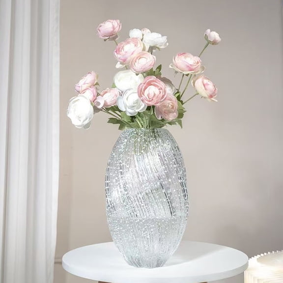 KGJQ Luminous Waves Glass Flower Vase, Decorative Modern Art Vase, Wide Mouth Vase Home Decor, Rustic Floral Arrangement Centerpiece for Living Dining Room Fireplace Decor