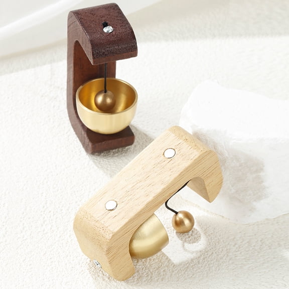 KGJQ Magnetic Shopkeepers Bell for Door Opening, C-shape Wooden Door Bell, Decorative Wind Chime with Brass Bell for Home Office Entrance