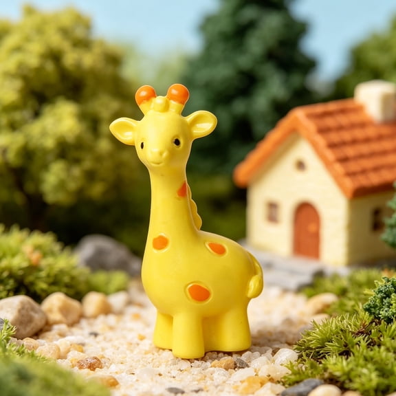 KGJQ Mini Resin Giraffe Figurine Tiny Giraffe Ornaments Cute Animal Miniature Decoration for Cake Topper Dollhouse Fairy Garden Moss Landscape DIY Crafts
