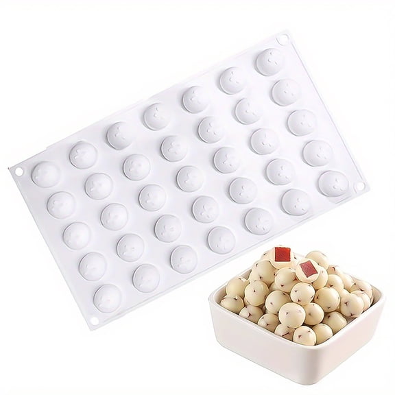 KGJQ Mini Round Ball Shape Mold Food-Grade Silicone Baking Tray for Mini Mooncakes Chocolates Mousse 35-Cavity Easy-Release Kitchen Cake Decorating Tools