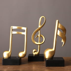 KGJQ Music Note Sculpture Gold Resin Musical Symbol Figurine Modern Tabletop Decoration for Piano Room Home Office Table Centerpiece