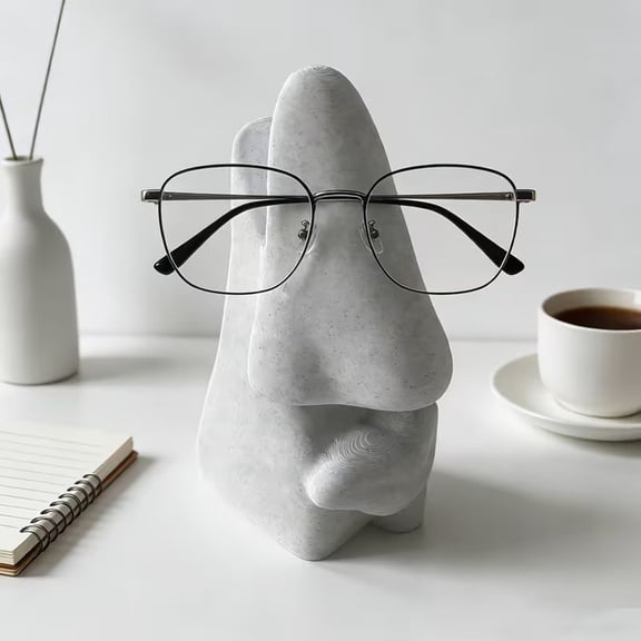 KGJQ Nose Shaped Glasses Holder Stand, 3D Printed Abstract Human Face Sunglasses Display Rack, Eyewear Organizer for Desk, Shelf, Nightstand Decor