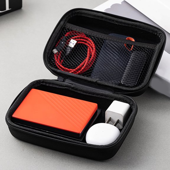 KGJQ Portable Storage Box, Hard EVA Digital Storage Bag, with Double-Layer Partitioned Lining Mesh Pockets Design, Protective Case for Cable Organize
