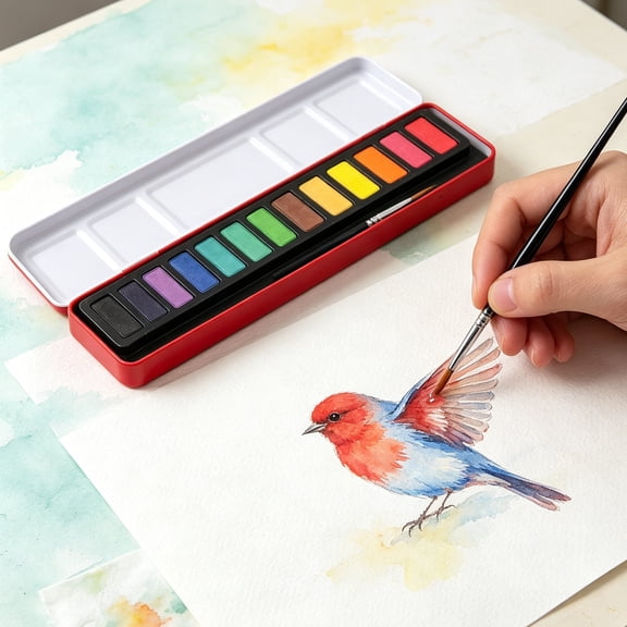 KGJQ Portable Watercolor Paint Set, Durable Solid Gouache Pigments, Washable Fine Powder Art Supplies, for Sketching Illustration And Professional Painting