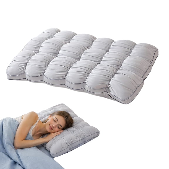 KGJQ Puff Sleeping Pillow, Soft Fluffy Cloud Pillow, Breathable Quilted Grid Design, Machine Washable Bed Pillow for Side And Back Sleepers