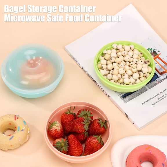 KGJQ Round Bagel Box, Bread Freshness Keeper with Airtight Lid, Microwave Safe Food Storage for Fruit Nuts