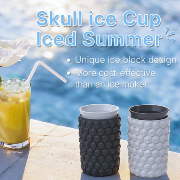 KGJQ Skull Shape Ice Cube Tray with Lid Food-Grade Silicone Mold for Whiskey Cocktails Easy-Release Leak-Proof Stackable Spooky Party Essential