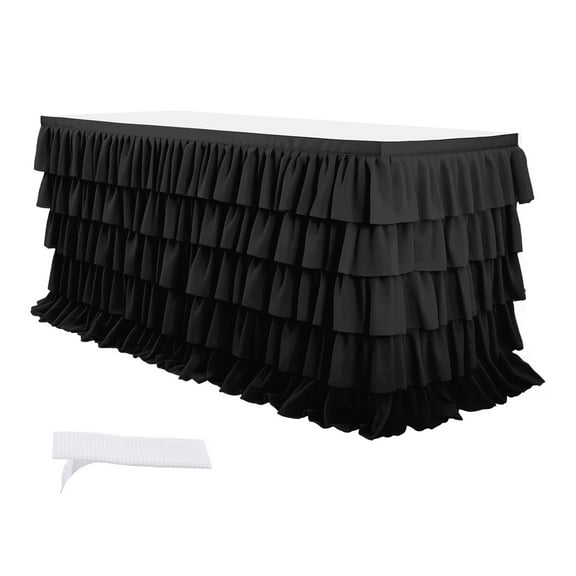 KGJQ Solid Color Table Skirt 5-tier Chiffon Table Skirt Reusable Tablecloth for Classroom Birthday Parties Cake Tables Event Decorations Easy to Install