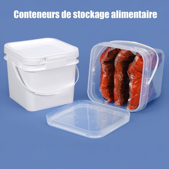 KGJQ Square Food Storage Container, with Lids And Handle, Stackable Leakproof Plastic Bin, for Kitchen Pantry Rice Flour Dry Goods Organize