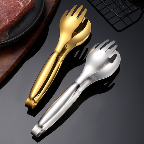 KGJQ Stainless Steel Serving Tongs, Salad Serving Tongs, 8 Inch Fork Tongs for Salad Cake Bread, Buffet Catering