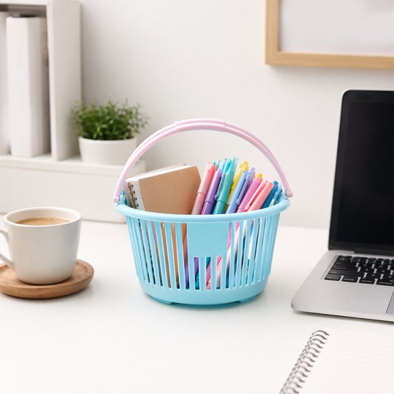 KGJQ Storage Basket, with Thickened Handle And Hollow Design, Vertical Stripes Multi-Use Organizer for Fruits Vegetables