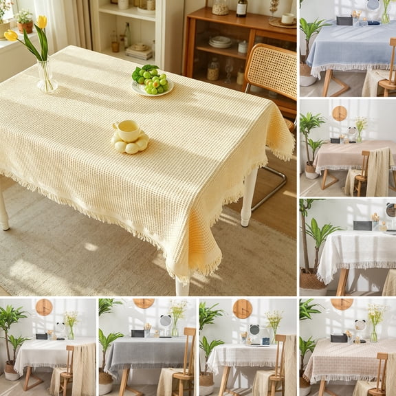 KGJQ Tablecloth for Rectangle Table, Geometric Pattern Cream Style Tablecloth, Wrinkle Resistant Easy Care Table Cover for Coffee Tables Dorm Desks Photo Background Decoration