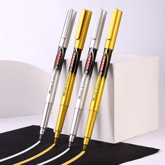 KGJQ Touch Up Pen Smooth Writing Metallic Pigment Marker with Thickened Fiber Tip Elastic Buffer Glass Paint Pen