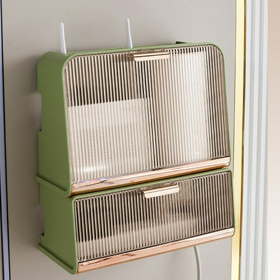 KGJQ Wi-Fi Router Shelf Large Capacity Dustproof Visible Design Smooth Edge Simple Appearance Save Space Plastic Wire Cable Storage Case Wi-Fi Router Container Home Supplies