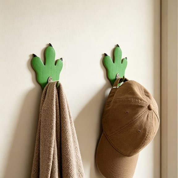 KGJQ Wood Dinosaur Wall Hook, Retro Dinosaur Claw Shape, Easy Installation Coat Hanger for Kids Bedroom Entrance Hall Nursery