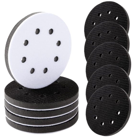 KGOJDYNFYSL 10 Pack Soft Density Interface Pads 5 Inch 8 Holes Hook and Loop Sponge Cushion Buffer Backing Pad Foam Sanding Interface Pads for Orbital Sander Automotive Woodworking Polishing