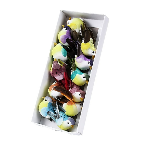 KGOTA 12pcs Feather Foam Birds Mini Artificial Foam Bird for DIY Crafts (Huichol)