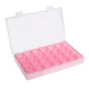 KGOTA 28 Grids Nail Art Storage Box Case Jewelry Organizer Manicure Tools (Pink)