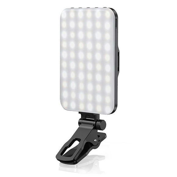 KGOTA 60 Led Portable Selfie Light 3 Light Modes 10-Level Brightness 2200mAh Rechargeable Smartphone Selfie Fill Light 2500K-6500K Clip Video Conference Fill Light for Vlog Selfie Video Conference