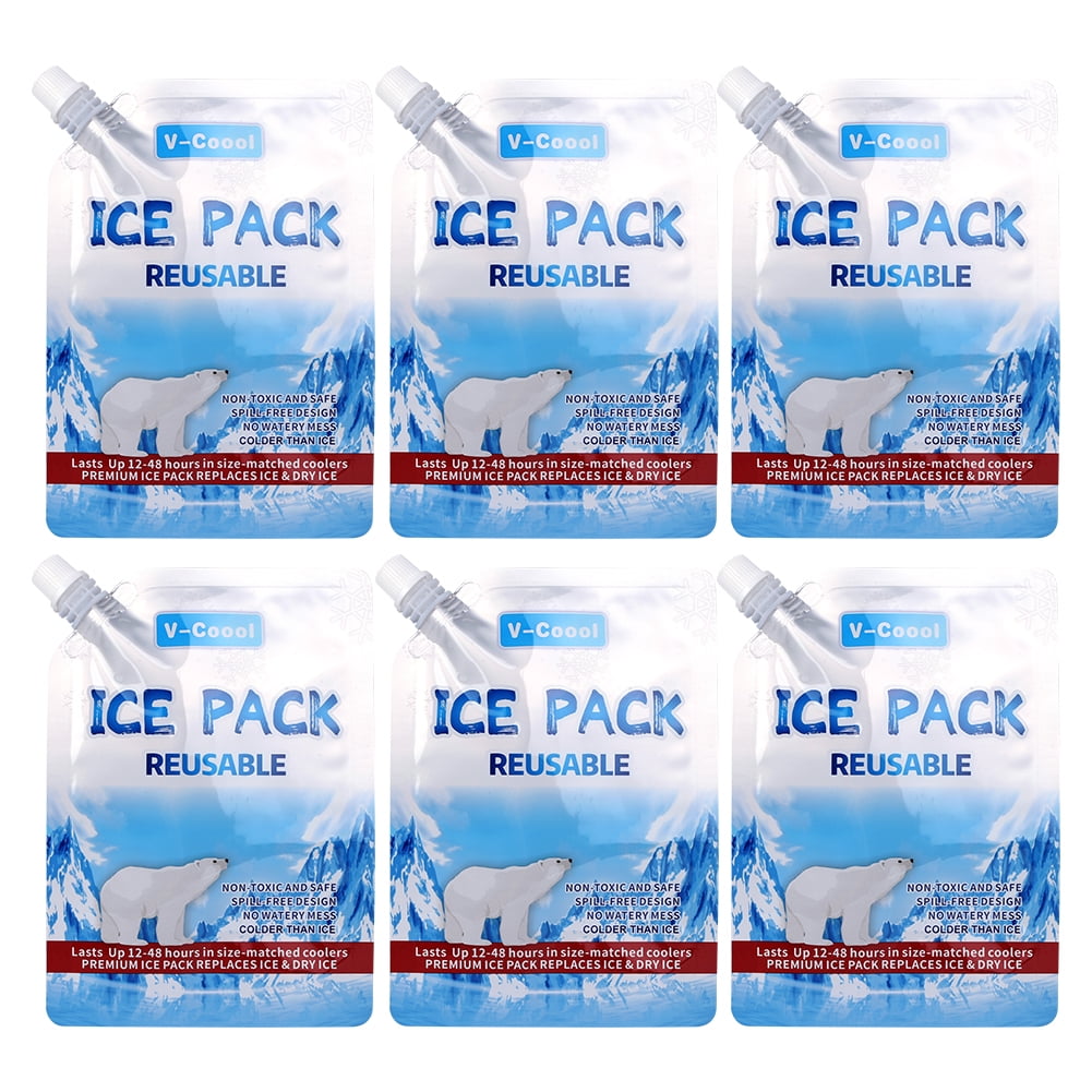 KGOTA 6Pcs Reusable Ice Packs Up To 48 Hours Gel Water Filled Ice Pack