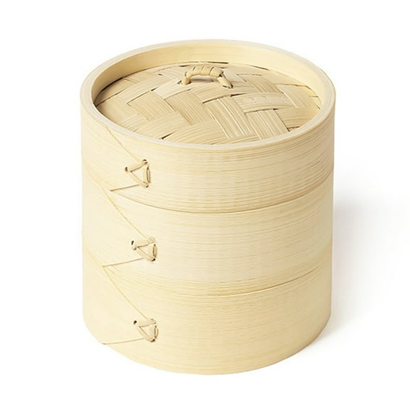 KGOTA Bamboo Chinese Dumplings Steamer with Lid Fish Rice Vegetable Basket Reusable Snack Steamer Cage Kitchen Cooking Tools
