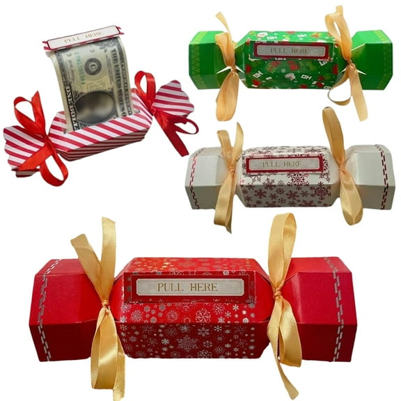 KGOTA Christmas Surprise Money Pull Pouch DIY Party Gift Money Box for Cash (4 Colors)