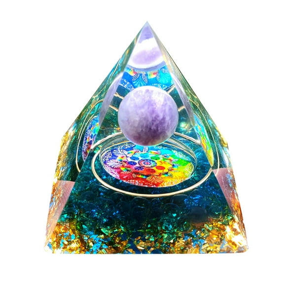 KGOTA Crystal Orgonite Pyramid Amethyst Healing Energy Reiki Chakra Home Office Decor
