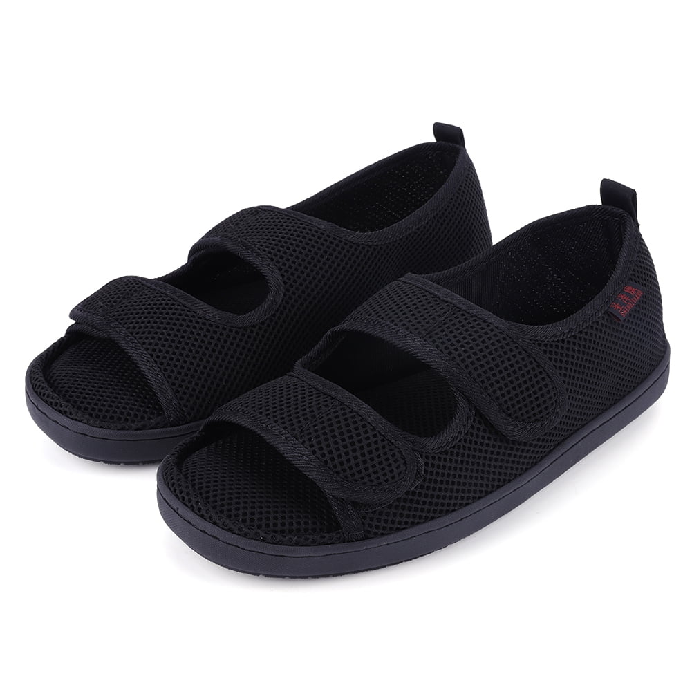 KGOTA Diabetic Sandals Breathable Comfortable Walking Shoes for Seniors (Black 37-38)