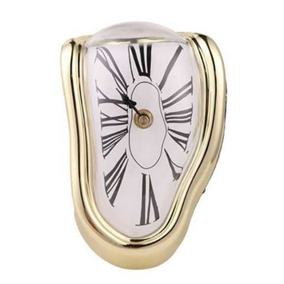 KGOTA Melting Clock Deformation Clock Roman Number Gifts for Art Lovers (Gold)