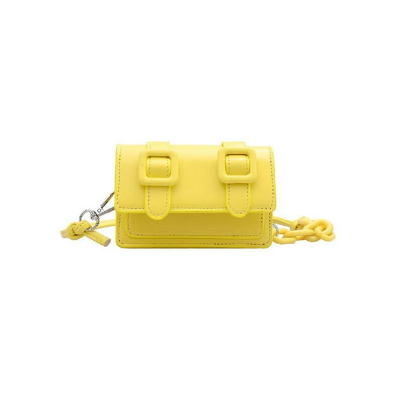KGOTA Mini Shoulder Bags Candy Color Purse Women PU Crossbody Handbag (Yellow)