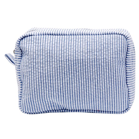 KGOTA Seersucker Cosmetic Bag Zipper Closure Travel Organizer Portable Large Make Up Organizer Waterproof Nylon for Women Girls