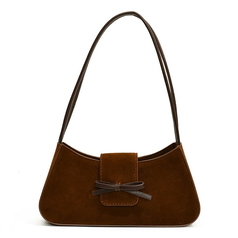KGOTA Shoulder Bag for Women with Zipper Bow Purse Suede Trendy 