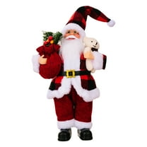 KGOTA Standing Santa Claus Statue Resin Mini Holding Presents Christmas Santa Claus Figurine With Gift Bag Home Navidad Party Ornaments