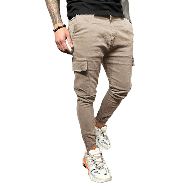 KGPopular Men's Slim Fit Cargo Pants Skinny Sweatpants Combat Trousers  Bottoms Joggers 