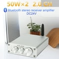 thumbnail image 1 of KGUSS BL50 PRO Bluetooth 5.0 Amplifier TPA3116D2 Stereo Audio Receiver Mini Hi-Fi Class D Integrated Amp 2.0 CH for Home Speakers 50W x 2 with Bass and Treble Control (with Power Supply, Sliver), 1 of 9