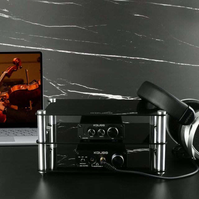KGUSS Mini 2-Layer Acrylic Audio Rack - Desktop Stand For DAC, Headphone Amps, Small HiFi Gear