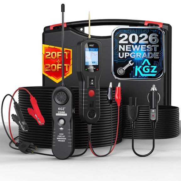 KGZ Z200 Automotive Power Circuit Probe Tester, 12/24V Electrical Short/Open Breaker Finder, 4-in-1 AC/DC Voltage/Resistance/Relay/Diode Tester, Wire Tracer with 40FT Cable, for 99% Cars