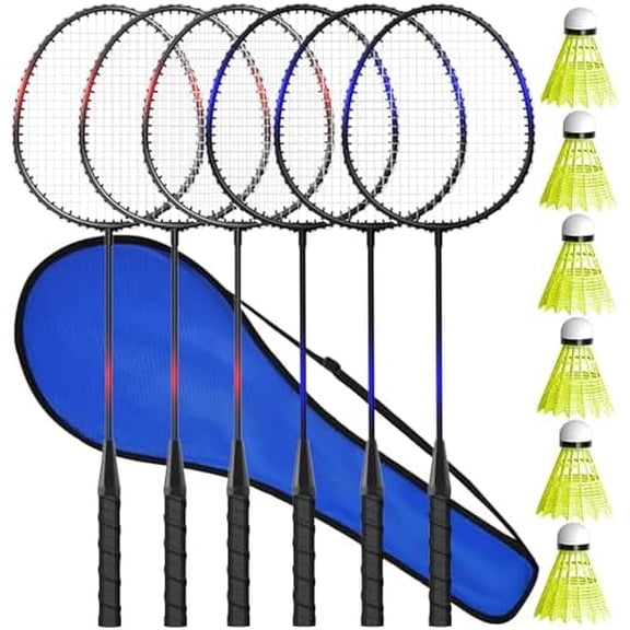 KH Badminton Rackets Set of 2 4 6 for Adults ,Beach Lawn Backyard Game Outdoor Sports,Racquets,Shuttlecocks & Carry Bag Included