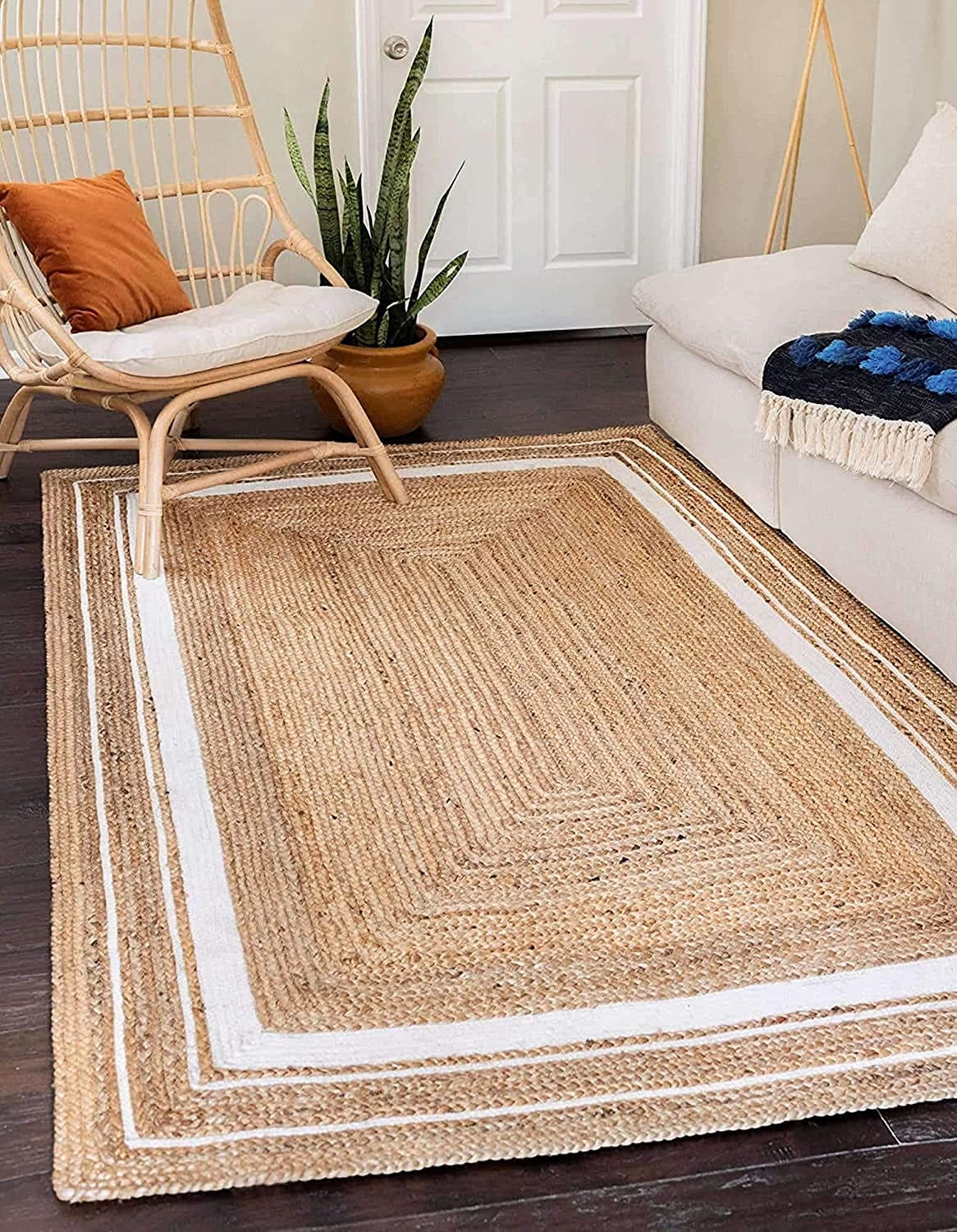 KH Handloom Handmade Hand Braided Natural Jute Area Rug For Living Room, Jute Floor Mat, Centre