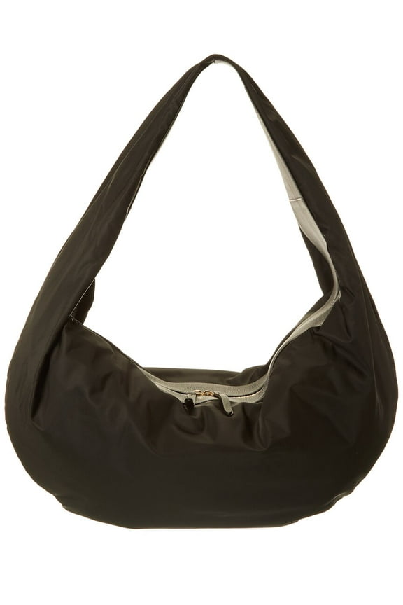 Olivia Extra Large Nylon & Leather Hobo Bag, Black