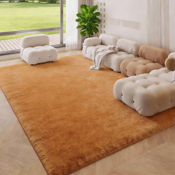 Pentantan Shag Area Rugs, 5ft x 8ft Soft Fluffy Indoor Carpet for Living Room Bedroom Decor, Light Brown