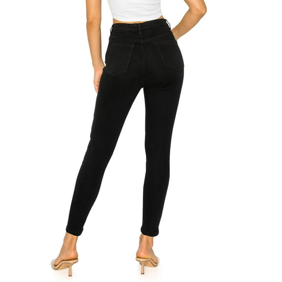 KHAKI & BLUE Women's Denim Daydream Skinny Jeans High Waisted 5 Button Closure Super Stretchy Soft Stylish Knit Denim Slim Fit Comfy Casual Pants 78440-DM443 BLK 3