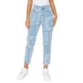 thumbnail image 1 of KHAKI & BLUE Women's Denim Pants High Waisted All-Over Bandana Printed Mom Jeans Casual Stretch Comfy 79107Z-DM889-DP854 LT 3, 1 of 7
