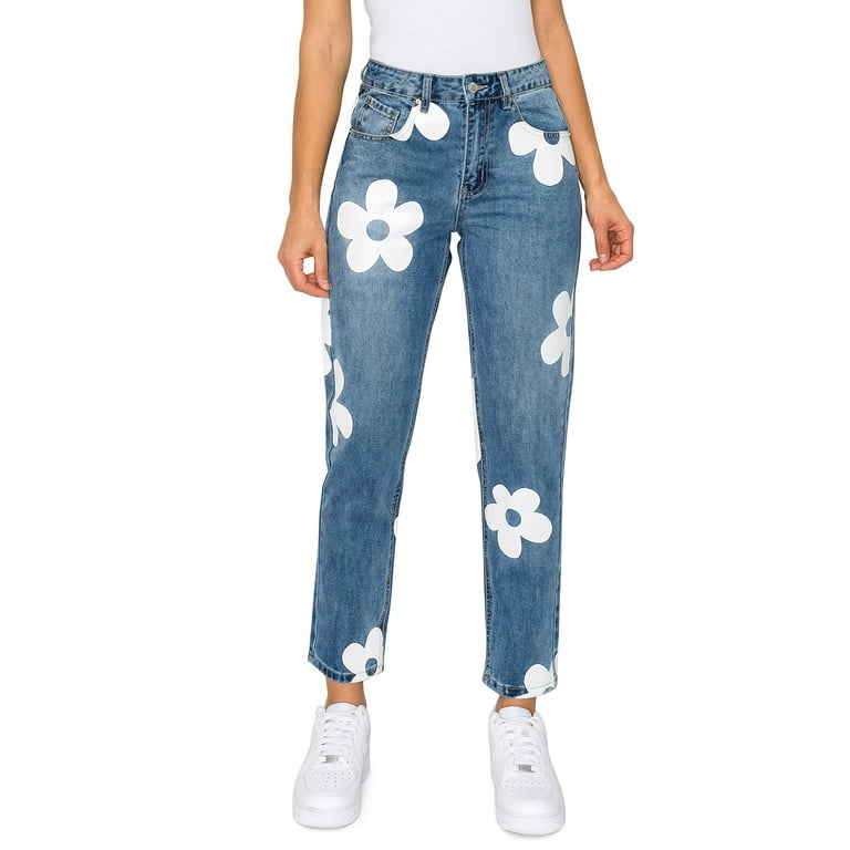 KHAKI & BLUE Women's Denim Pants High Waisted All-Over Big KHAKI & BLUE Women's Denim Pants High Waisted All-Over Big