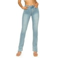 thumbnail image 1 of KHAKI & BLUE Women's Denim Pants High Waisted Split Hem Casual Stretch Comfy Jeans 79024B-DM960 LT 7, 1 of 6