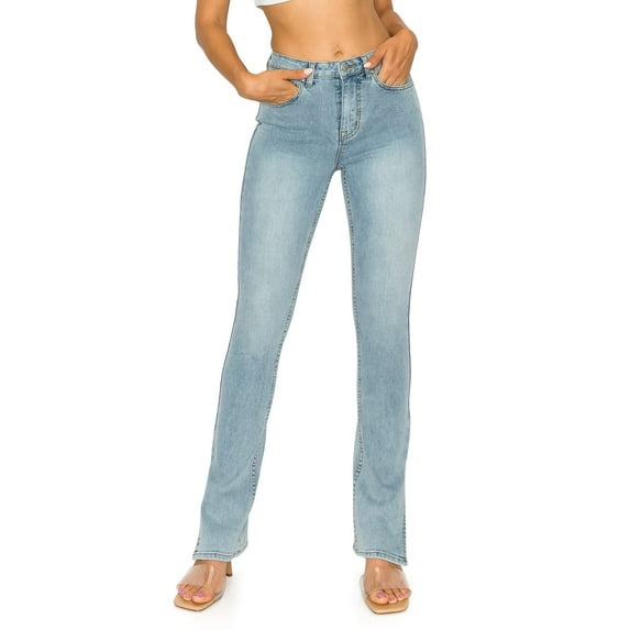 KHAKI & BLUE Women's Denim Pants High Waisted Split Hem Casual Stretch Comfy Jeans 79024B-DM960 LT 7