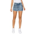 thumbnail image 1 of KHAKI & BLUE Women's Denim Shorts High Waisted 2 Tones Frayed Hem Jeans Casual Stretch Comfy Pants 78941Z-DM876-877 2TONE 0, 1 of 5